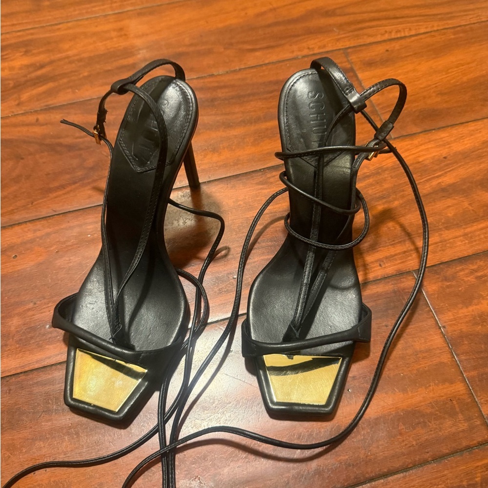 SCHUTZ Black Wrap-Around Stiletto Sandal - Picture 2 of 10